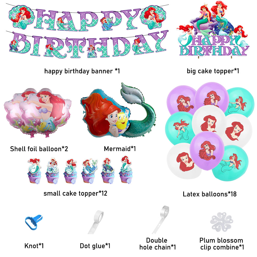 Mermaid Ariel Birthday Decorations.