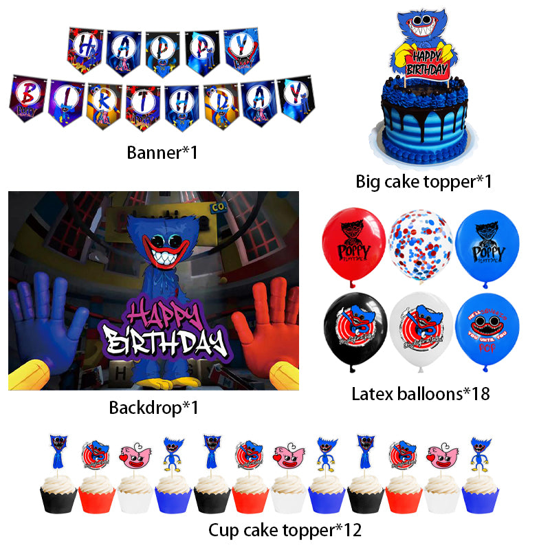 Fnaf Theme Birthday Party Decoration Set Happy Birthday Banner Balloons Kit  Cake Cupcake Toppers Halloween Party Supplies